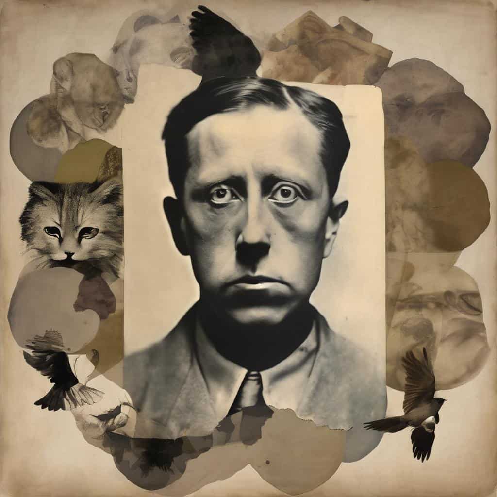 Αντιγραφή σελιδοδείκτη, πορτρέτο του Άντριου Ντρέιφους με ανθάκια και πουλιά, στυλ μουντζούρας και αφαίρεση, επηρεασμένο από καλλιτέχνες που ενέπνευσαν γενιές, σύγχρονη τέχνη, πορτρέτα σε καλλιτεχνικό ύφος, σύγχρονη τέχνη και γοητεία, έμπνευση από σπουδαίους καλλιτέχνες.